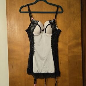 NWT Always A Flirt Black & White Babydoll Underwire Camisole Size M